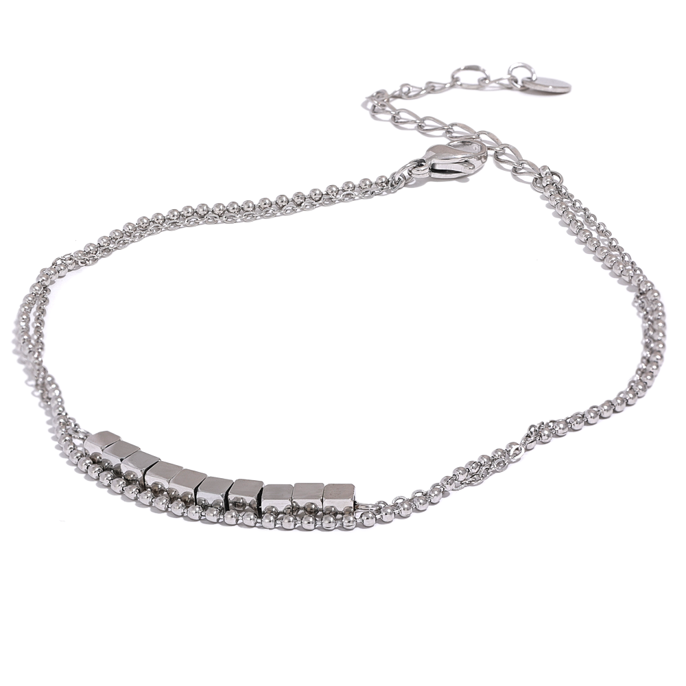 Square Bead Layered Anklet