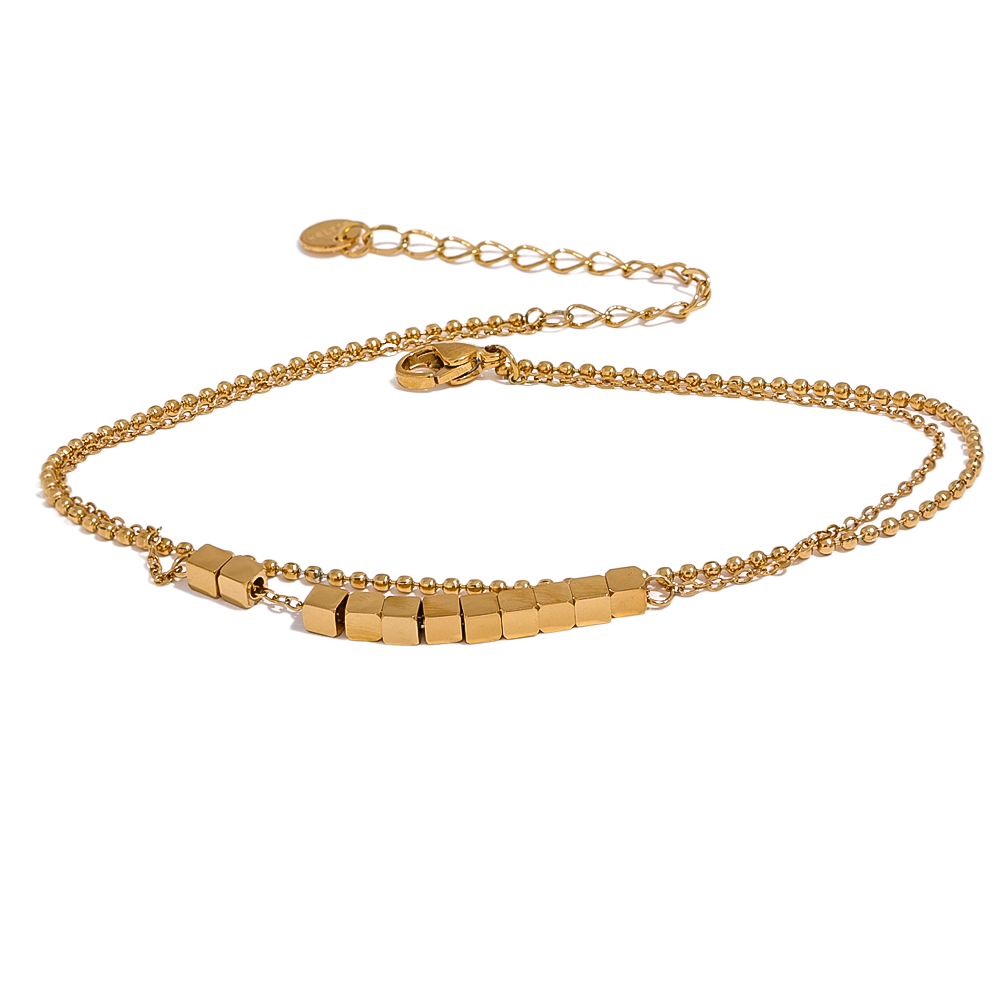 Square Bead Layered Anklet