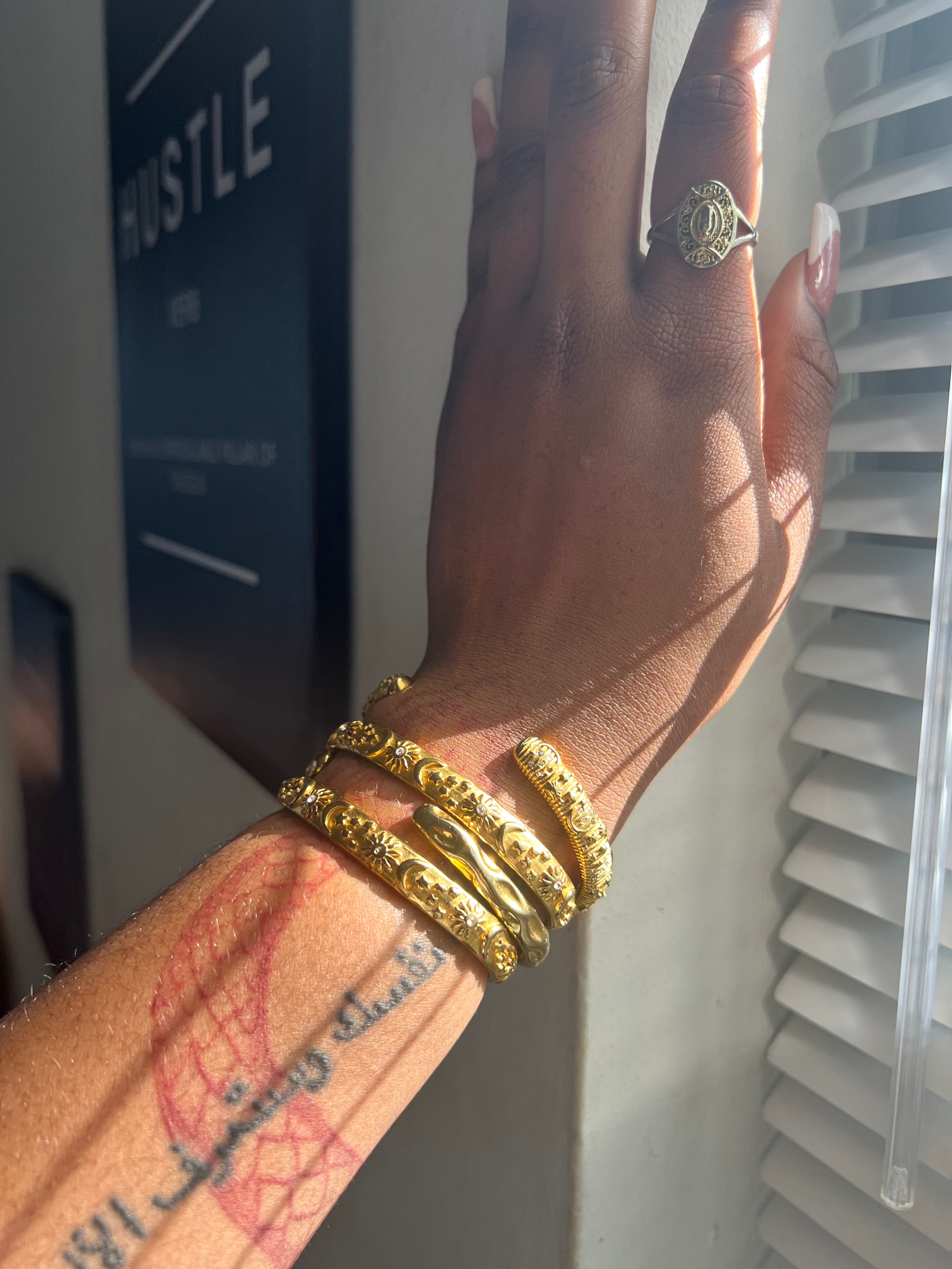 Moon Star Sun Bangle Bracelet