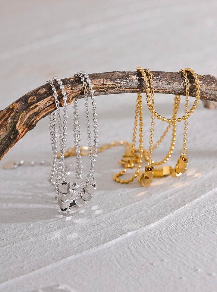 Square Bead Layered Anklet
