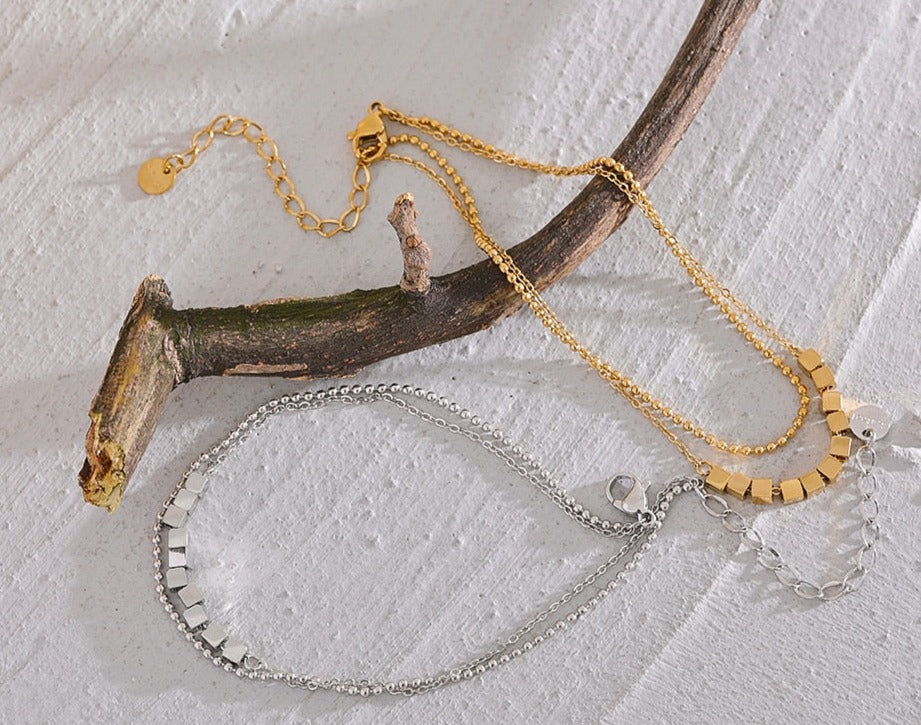 Square Bead Layered Anklet