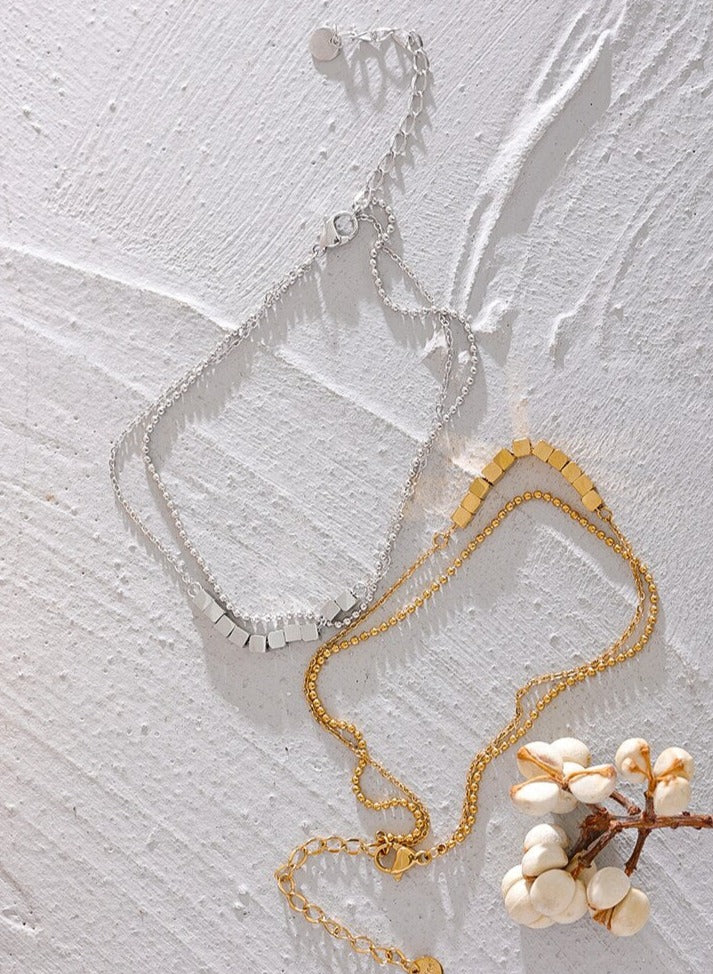 Square Bead Layered Anklet