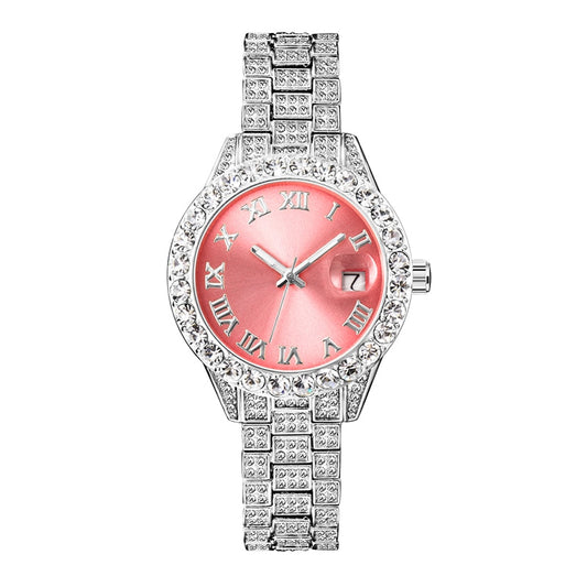 Pink Encrusted Icy Watch