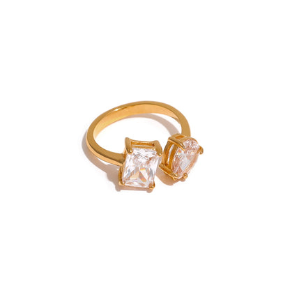 Two Shaped Gold PVD Ring