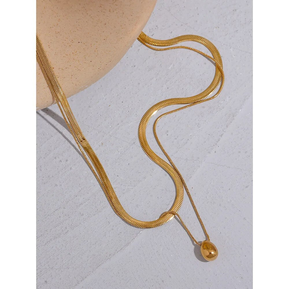 Snake Chain Double Layer Drop Pendant