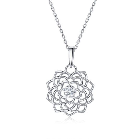 Moissanite Lotus Flower Necklace
