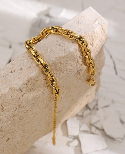Textured 18 K PVD Plated Charm Bracelet